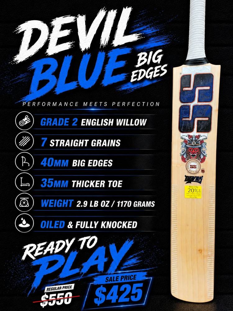 SS Devil Blue - Long Blade cricket bat